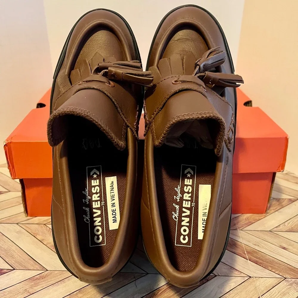 Converse Chuck‎ 70 De Luxe Heel Loafer Platform Leather 7.5 Dark Roast A14715C - Picture 4 of 9